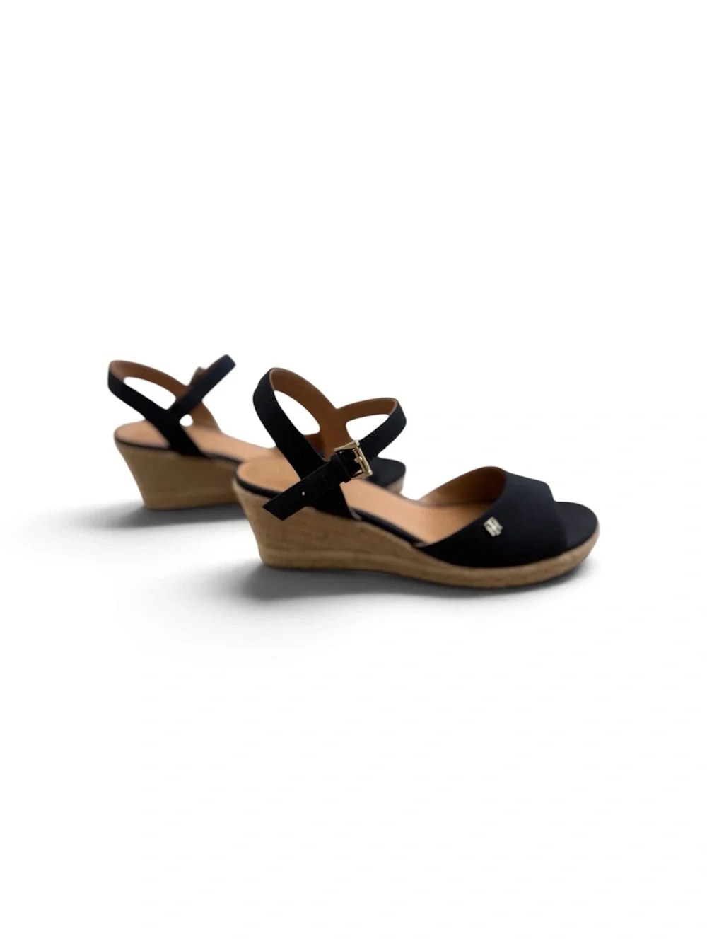 Tommy Hilfiger Navy Espadrille Wedge Sandals Ankle Strap Open Toe 9.5 NWOT